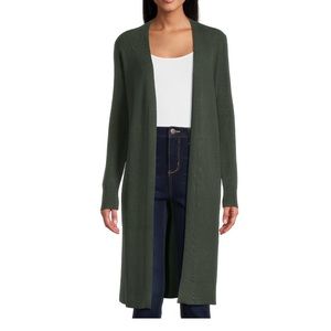 Eileen fisher dark green long cardigan duster cotton new with tags